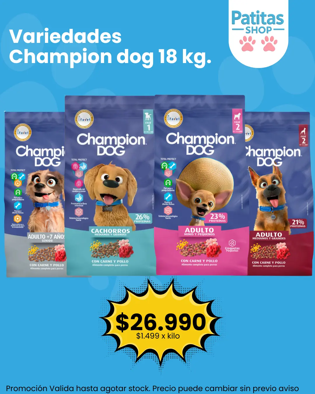 promoción champion dog 18 kg