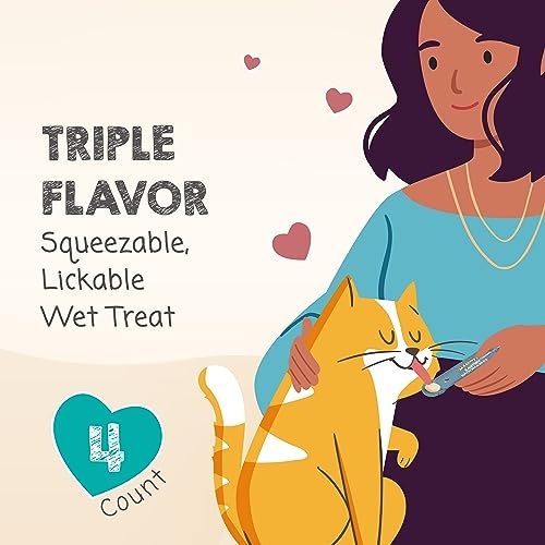 Meowee! Savory Spoonables with Real Tuna, Chicken & Duck Cat Treats, 0.25 Oz., Count of 4
