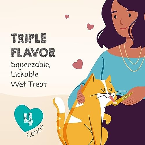 Meowee! Savory Spoonables with Real Chicken, Salmon & Duck Cat Treats, 0.48 Oz., Count of 4