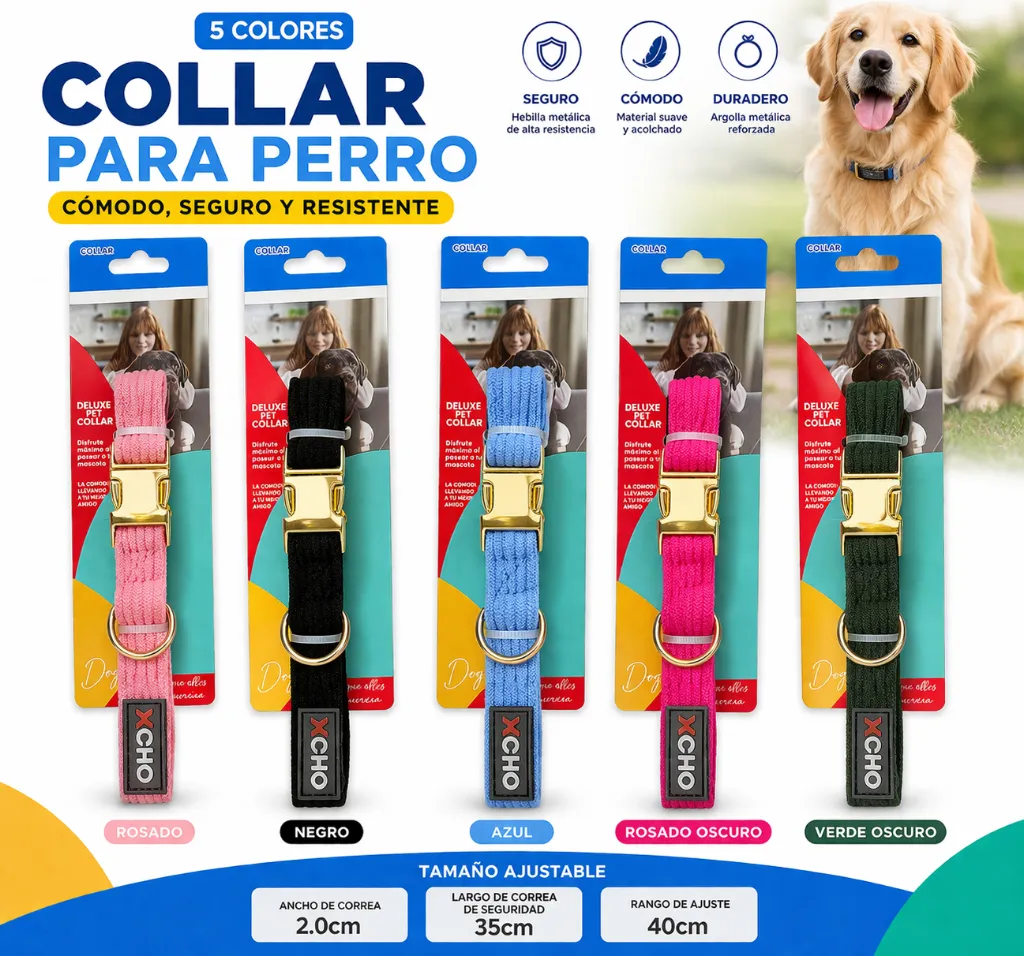 Collares para perro en cinco colores.webp