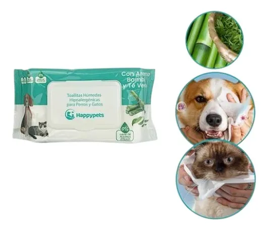 Toallas Húmedas Hipoalergénicas Variedades Perro Gato 50unid - Bambú Y Té Verde
