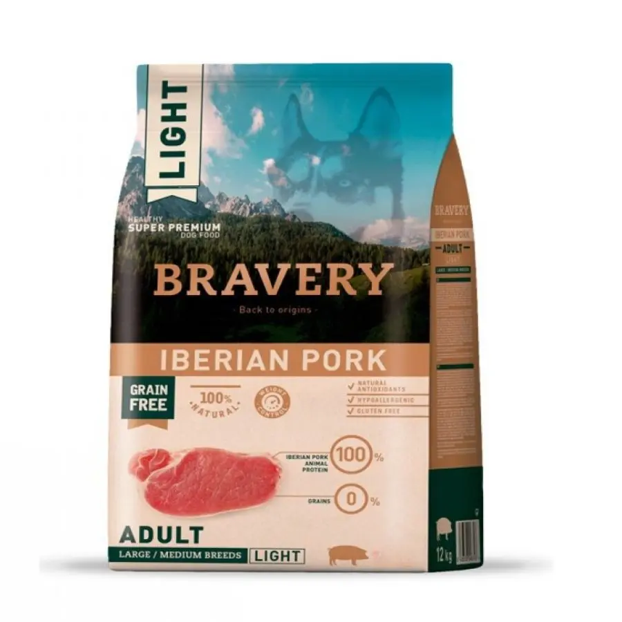 Bravery perro Light Adulto Large/Medium Cerdo Ibérico – 12Kg