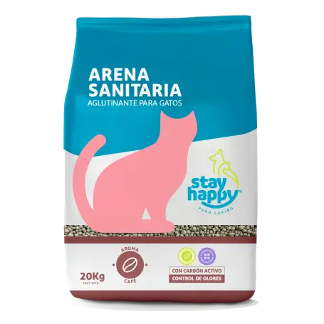 Arena Sanitaria Aglutinante Café Stay Happy 20 Kg 