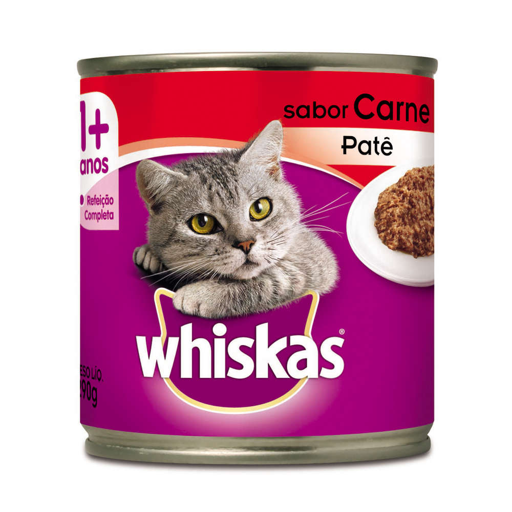 Comida húmeda Whiskas para gatos adultos, lata, carne, 290 g