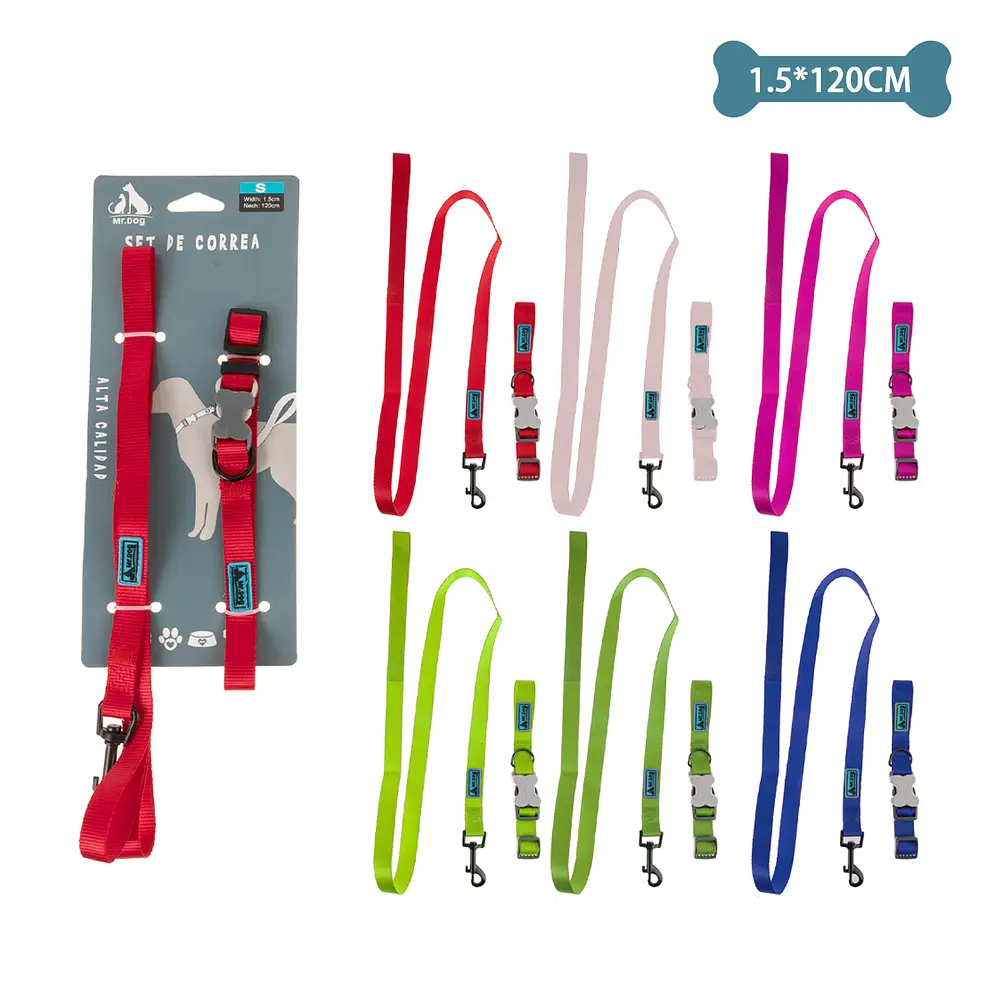 [96021] Set de arnés y correa de nylon 1.5cmx 120cm Color Aleatorio talla s