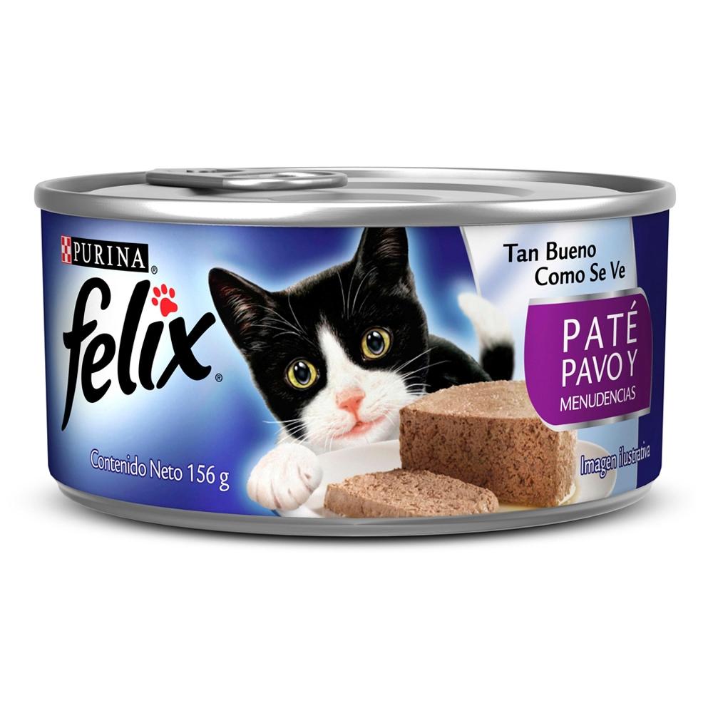 Alimento Para Gato Felix Sabor Paté De Pavo Y Menudencias 156 G
