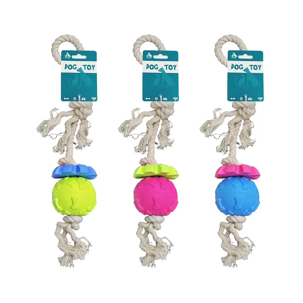 Juguete de combinación con pelota colgante y cuerda de algodón (Rosado y Azul)