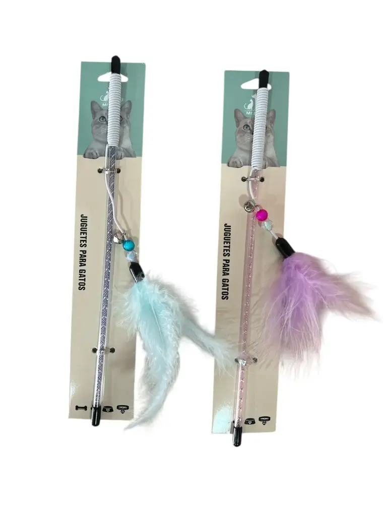 [61380] Juguete varita de acrilico para gatos con cascabel y pluma