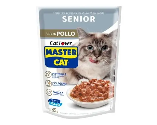 Alimento Húmedo Gato Trocitos Jugosos Senior master cat sobre  85g