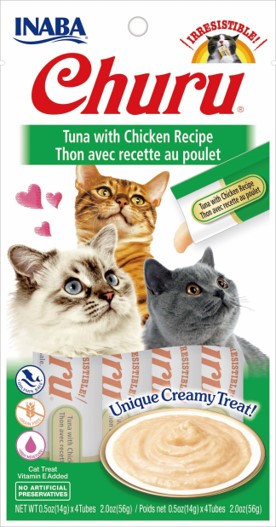  Churu Atun y pollo Para Gatos 4 sobres de 14g c/u - 56 G