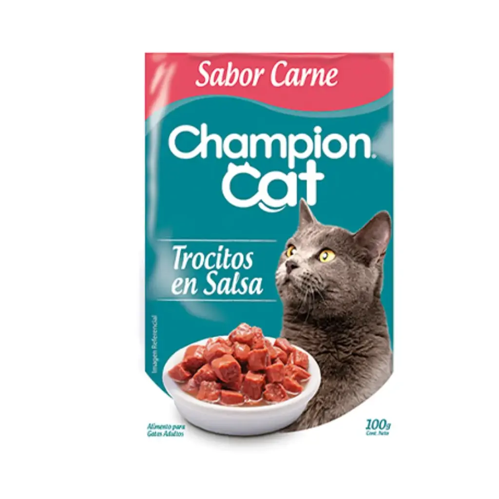 Sachet Champion Cat Carne 100 g | Trocitos en salsa para gatos