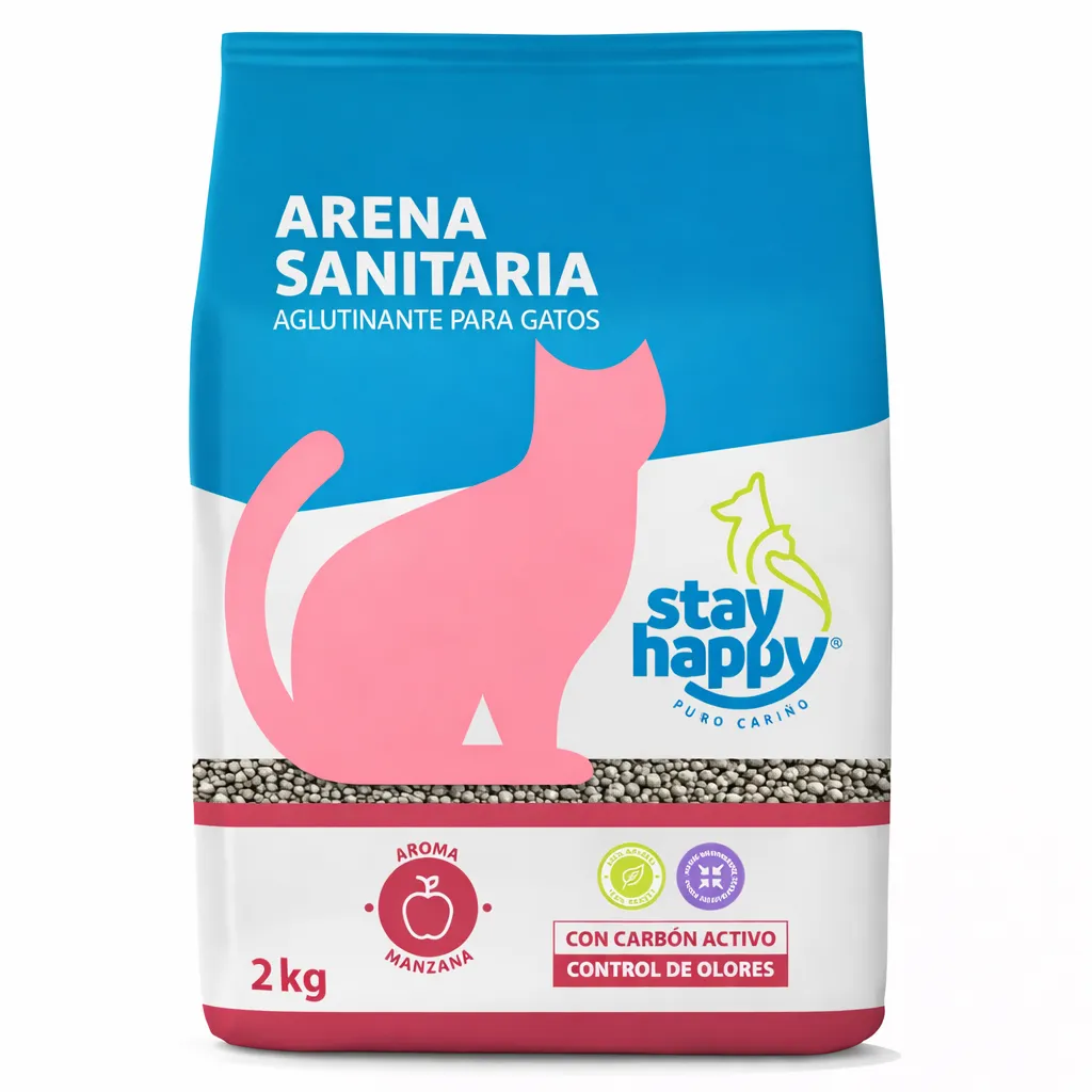 [80237] Arena Sanitaria Stay Happy 2kg aroma Manzana
