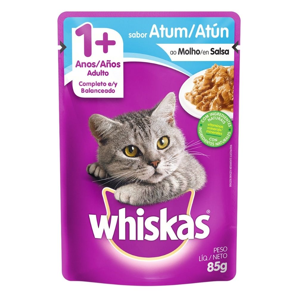 Comida húmeda Whiskas para gatos adultos en sobres con atún - 85 g