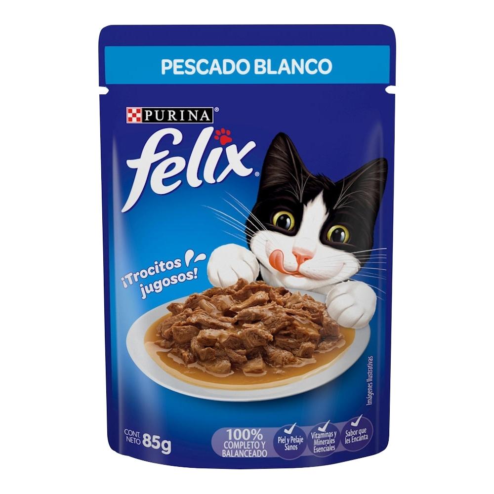 Alimento Para Gato Felix ¡trocitos Jugosos! Pescado Blanco 85 G