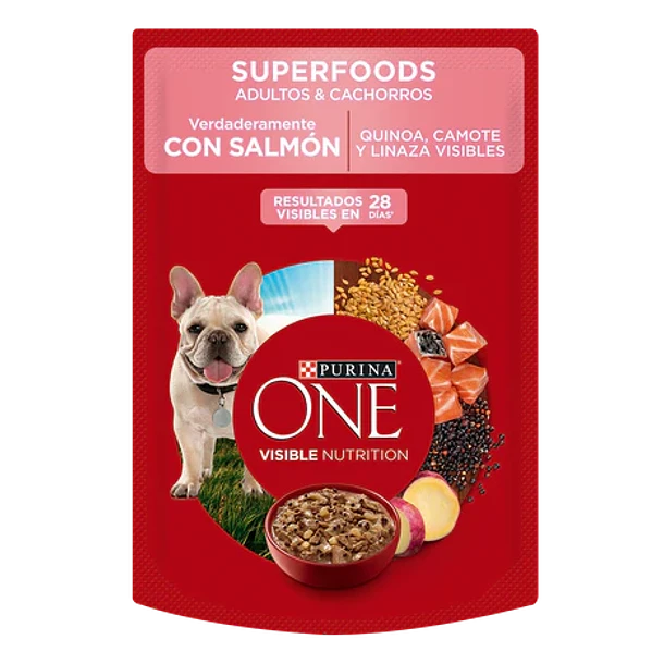 [12468787] PURINA ONE SOBRE SUPERFOODS PERROS SALMÓN 85G