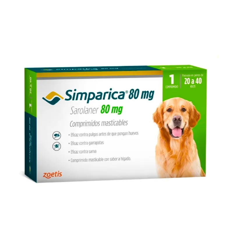 [5000438] Simparica 1 Comprimidos 80mg – 20 Kg a 40 Kg