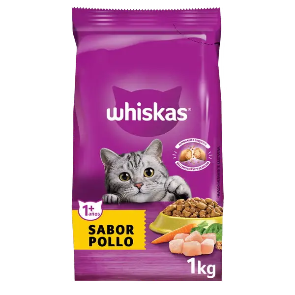 WHISKAS alimento seco para gatos adultos pollo 1kg