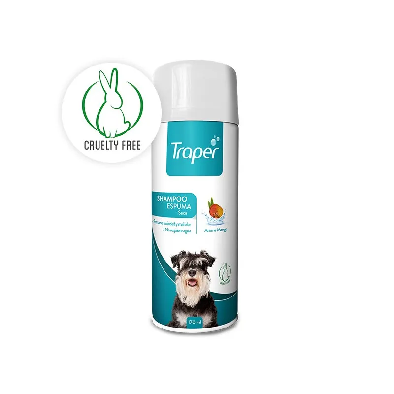 TRAPER SHAMPOO ESPUMA EN SECO PARA PERRO AROMA MANGO 170ML 
