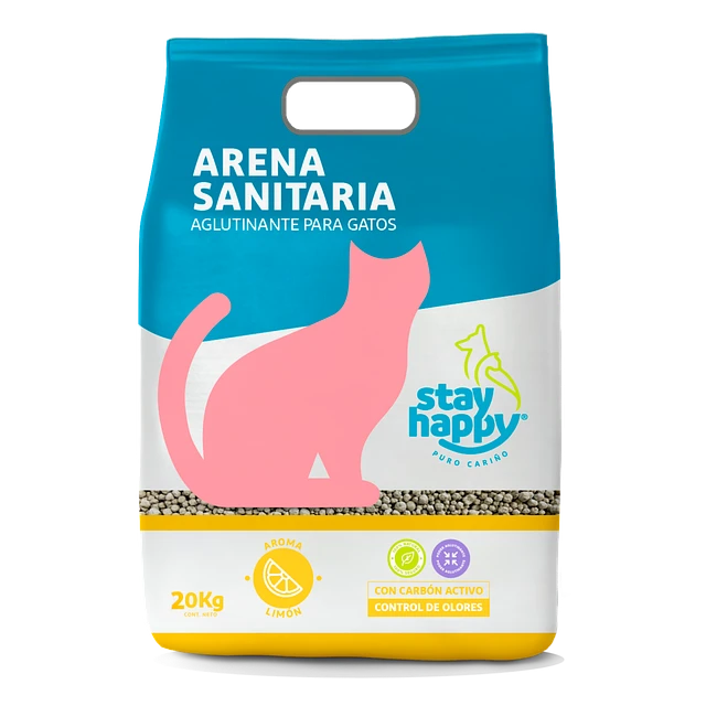 [80416]  Arenas Sanitarias algutinante Stay Happy Limon 20KG
