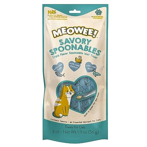 [615650000036] Meowee! Savory Spoonables con Real Atun, pollo & pato - Golosinas para gato- 4 sobres - 56g 