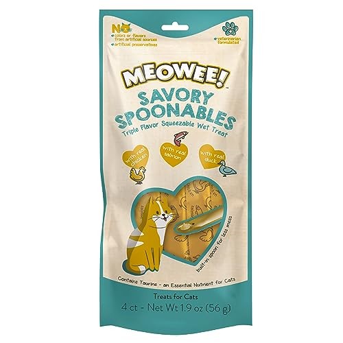Meowee! Savory Spoonables con Real pollo, Salmon y pato gatos - 46g