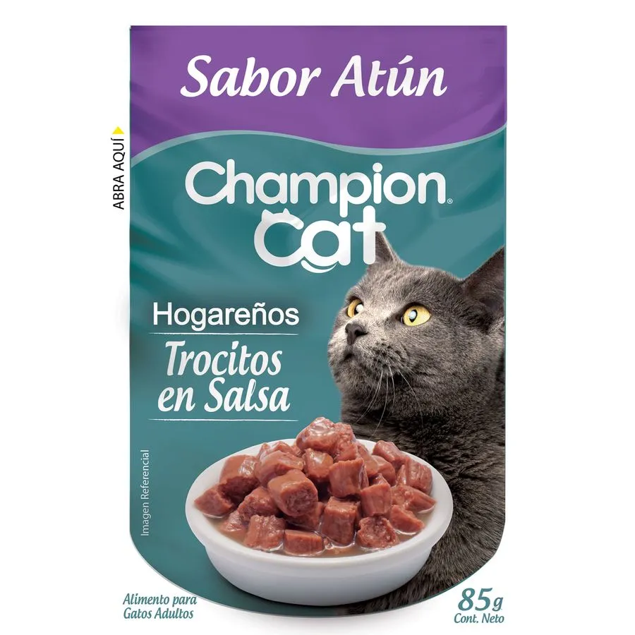 Sachet Champion Cat Trocitos en salsa Hogareños – Sabor Atún 85 gr.