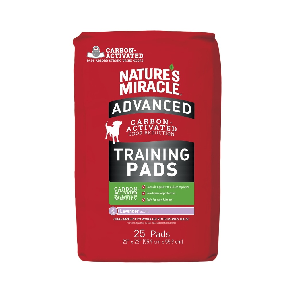 Sabanillas de entrenamientoNature's Miracle Advanced con reducción de olores, carbón activo, 25 unidades