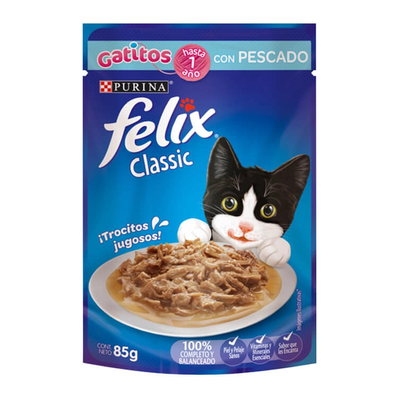Alimento Felix Gatitos Sabor Pescado 85 Gr