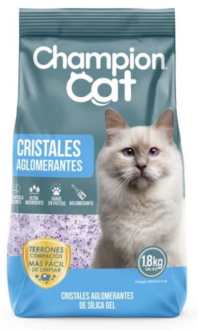 Arena Sanitaria Champion Cat cristales Aglomerantes 1.8 Kg