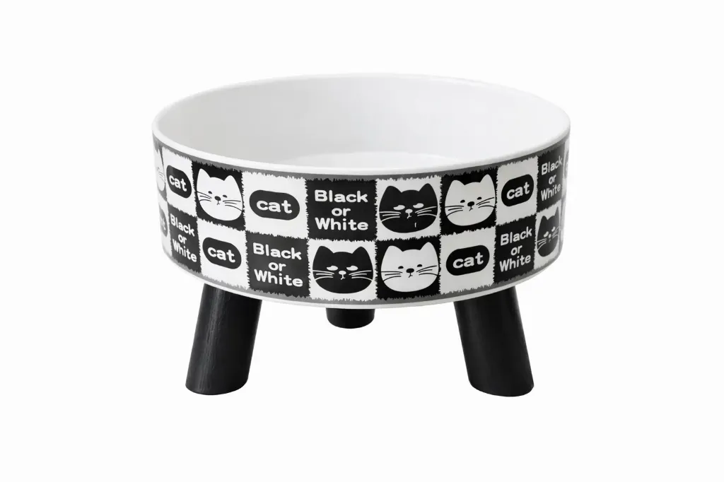 [1908071939184] Tazón o plato elevado en blanco y negro (gatitos, cat y black or white)