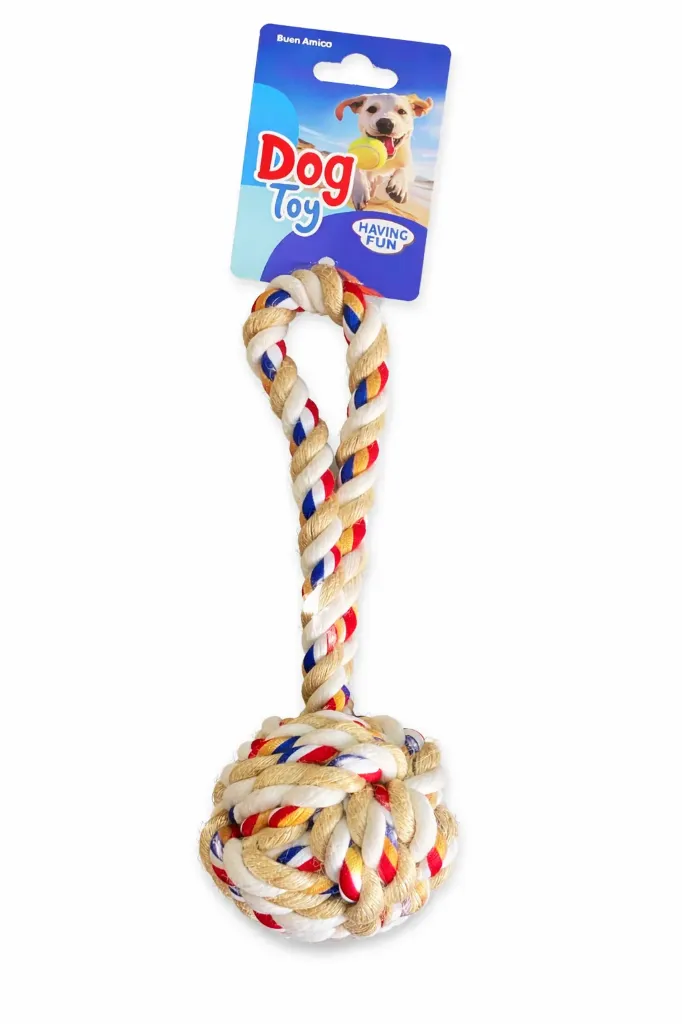 Juguete mordedor para perro con cuerda