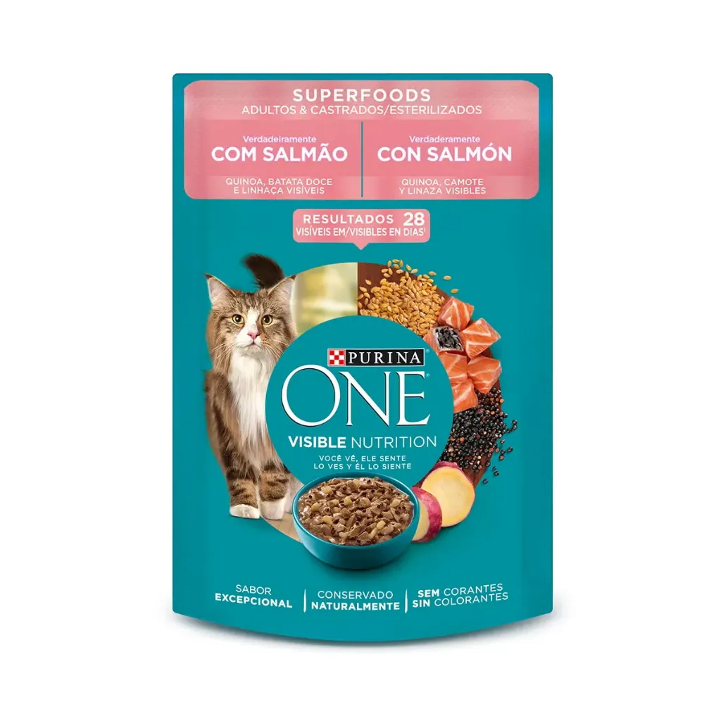 Purina One® superfoods salmón gatos adultos y esterilizados
