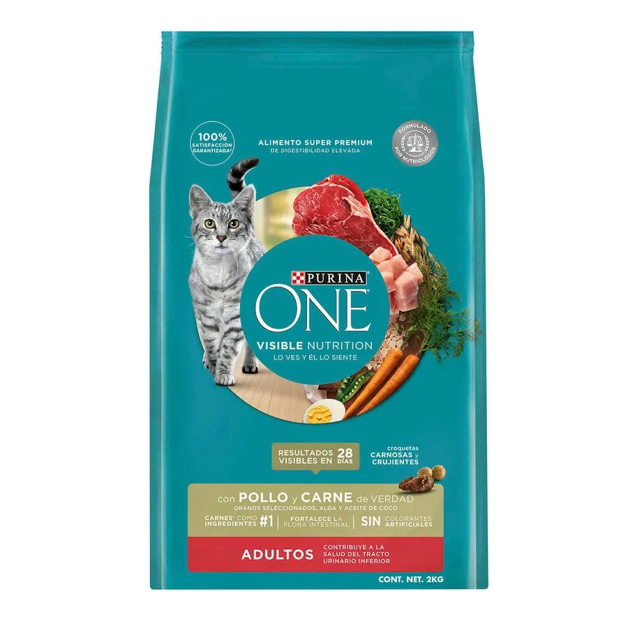 PURINA ONE Gatos Adultos - Pollo y Carne 2Kg
