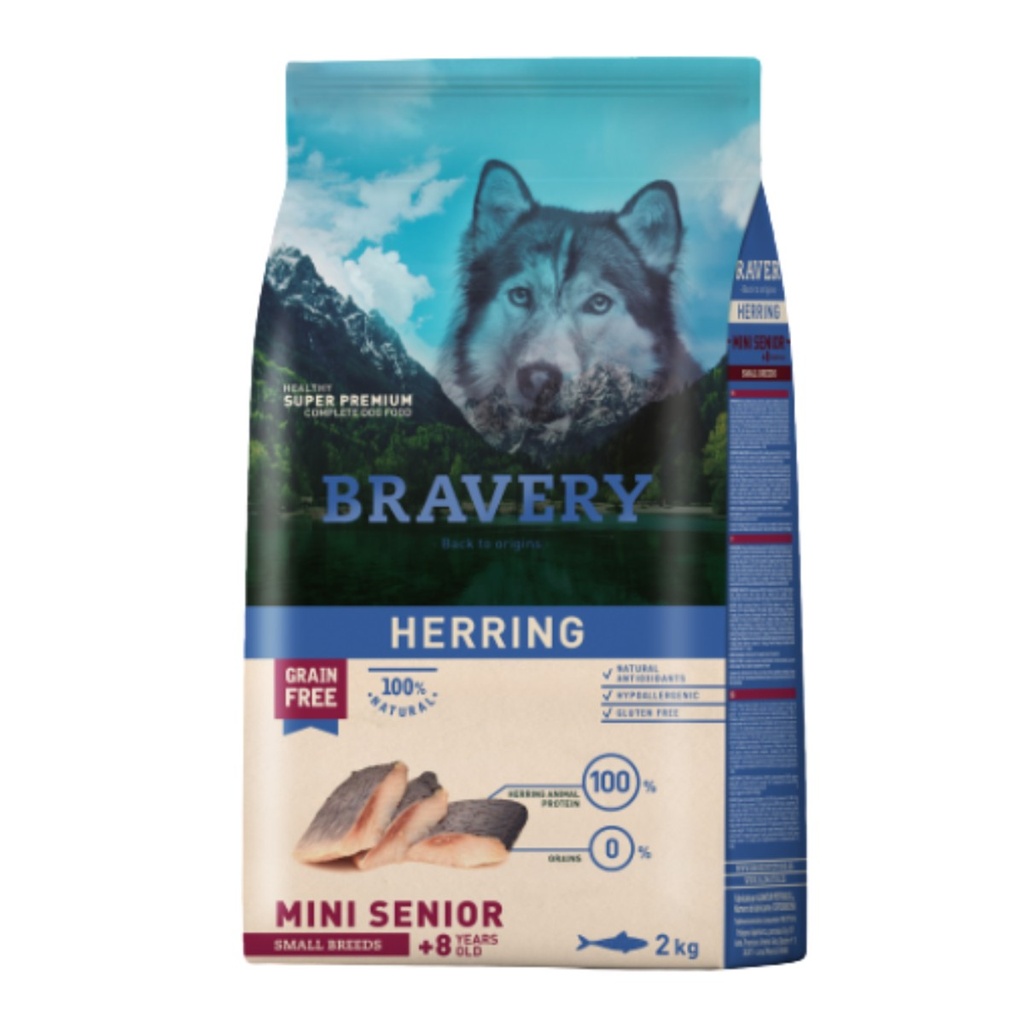[4PE020014] Bravery Dog Mini Senior Herring - 2kg