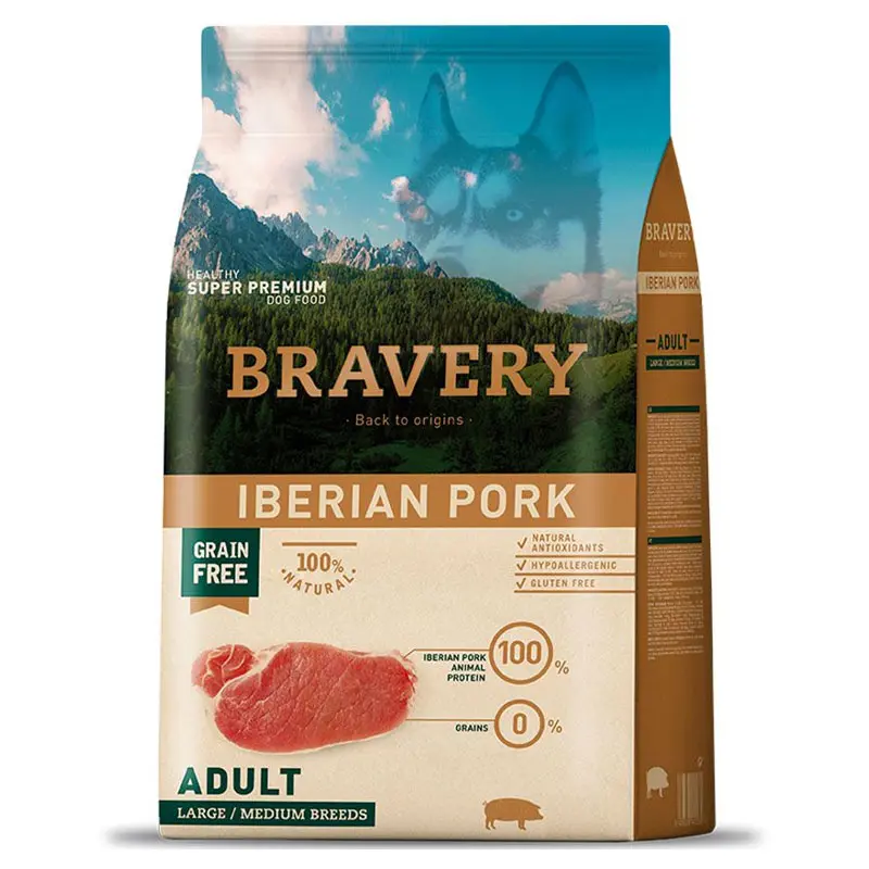 BRAVERY Perro adulto grandes/medianos sabor IBERIAN PORK - 4kg