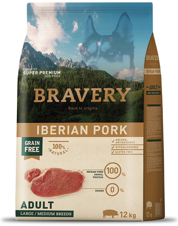 [4PE040064] BRAVERY Perro adulto grandes/medianos sabor IBERIAN PORK - 4kg
