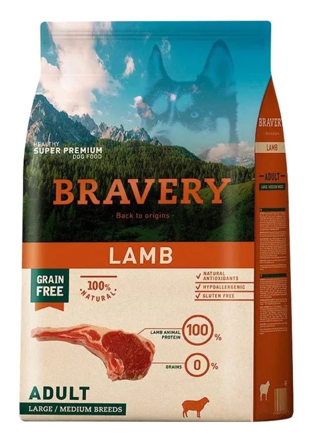[4PE040063] BRAVERY perros adultos grandes/medianos sabor LAMB - 4kg