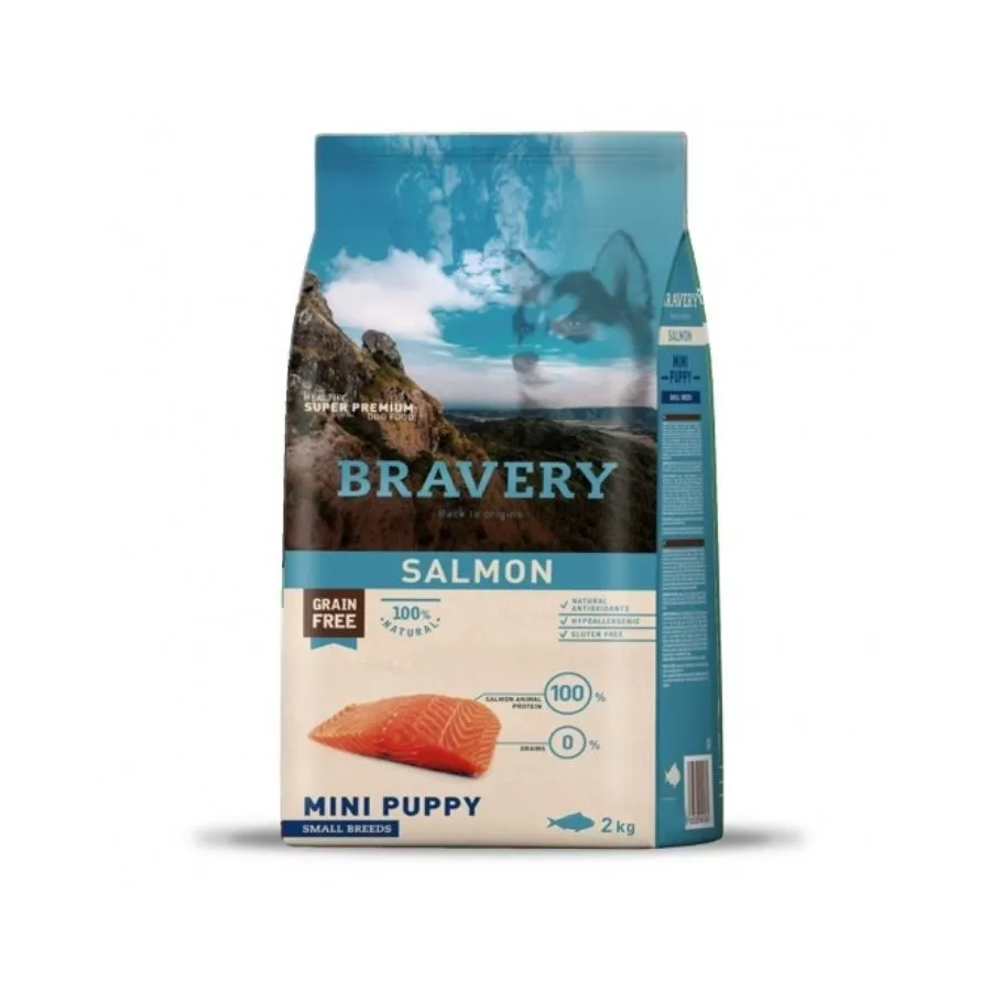 [4PE020012] BRAVERY perros cachorros Mini sabor SALMON - 2kg