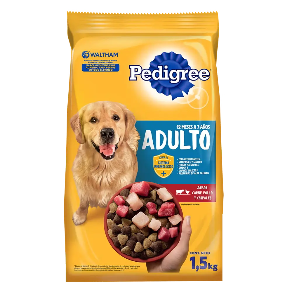 PEDIGREE® Croquetas Adulto Sabor Carne, Pollo Y Cereales 1,5kg