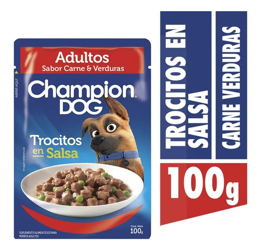 Sobre Champion Dog Adulto, sabor Carne y Verduras 100g